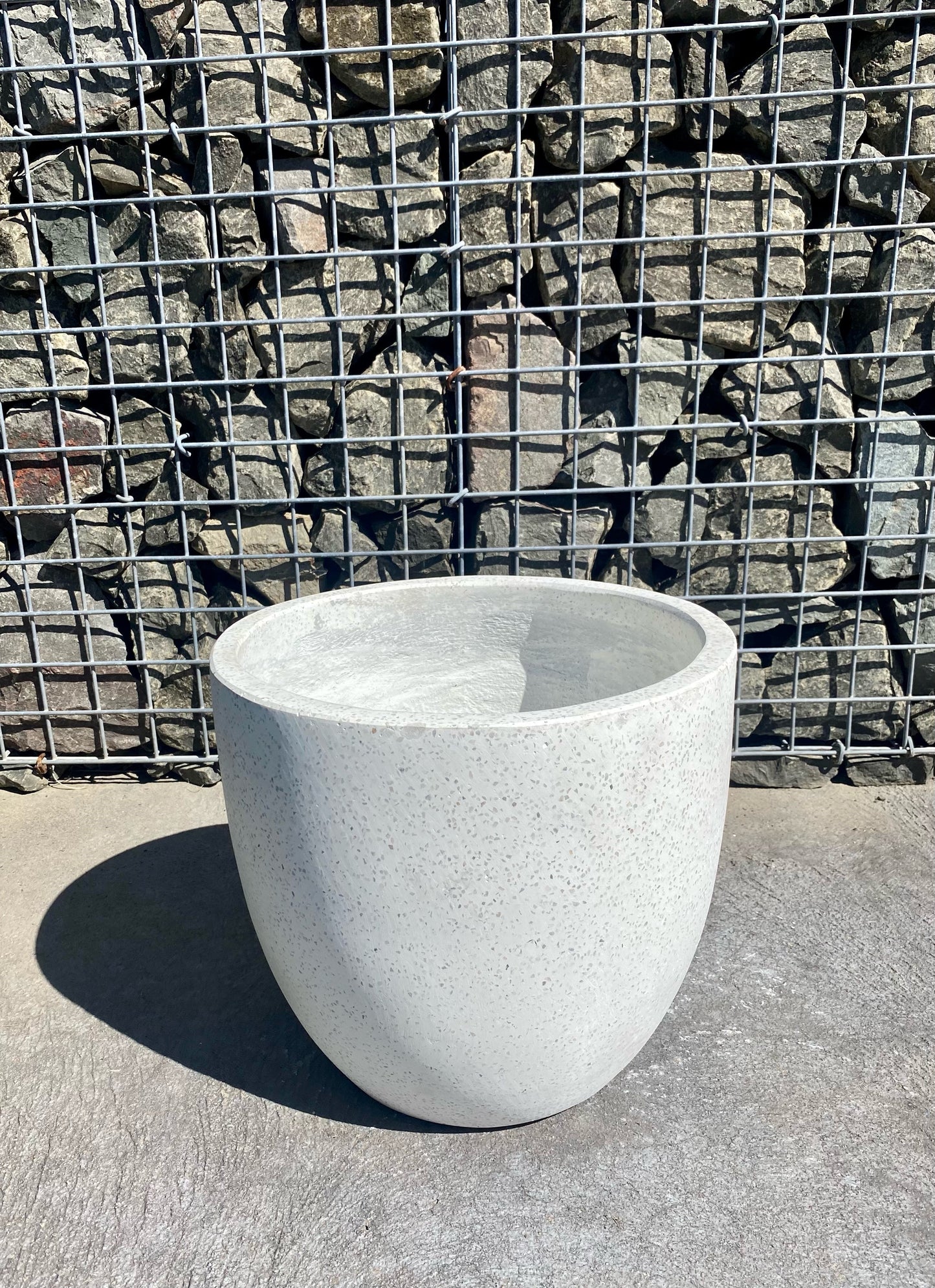 White Terrazzo Egg Pot Med
