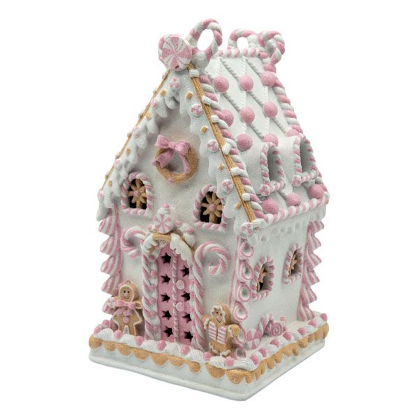 Gingerbread House Pink 37cm Led