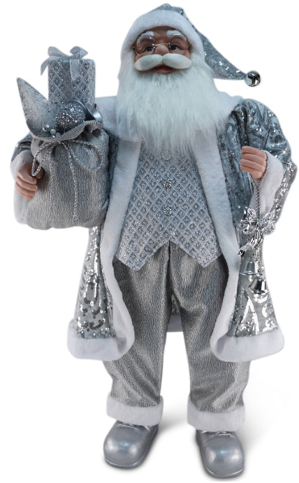 Silver Standing Santa 120cm