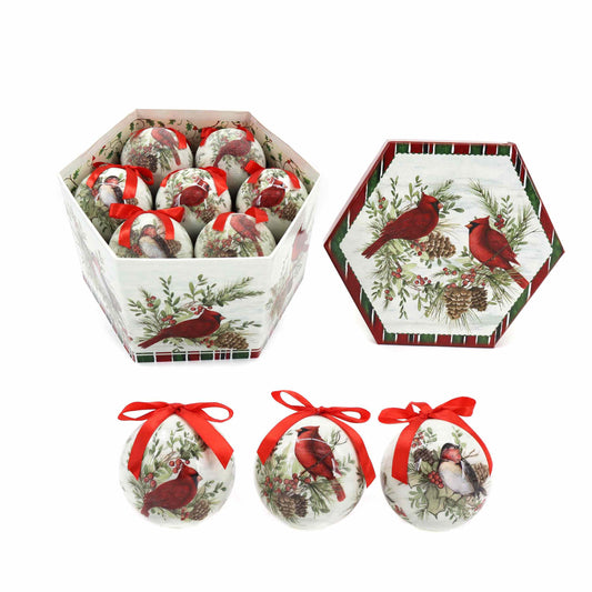 Bauble Box 7.5 cm x 14 Red Birds