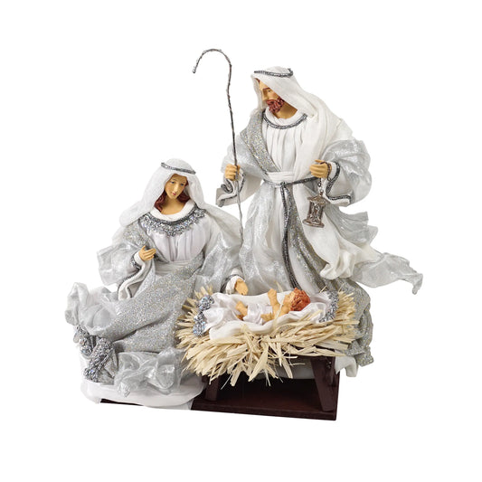 White Silver Holy Family 36cm