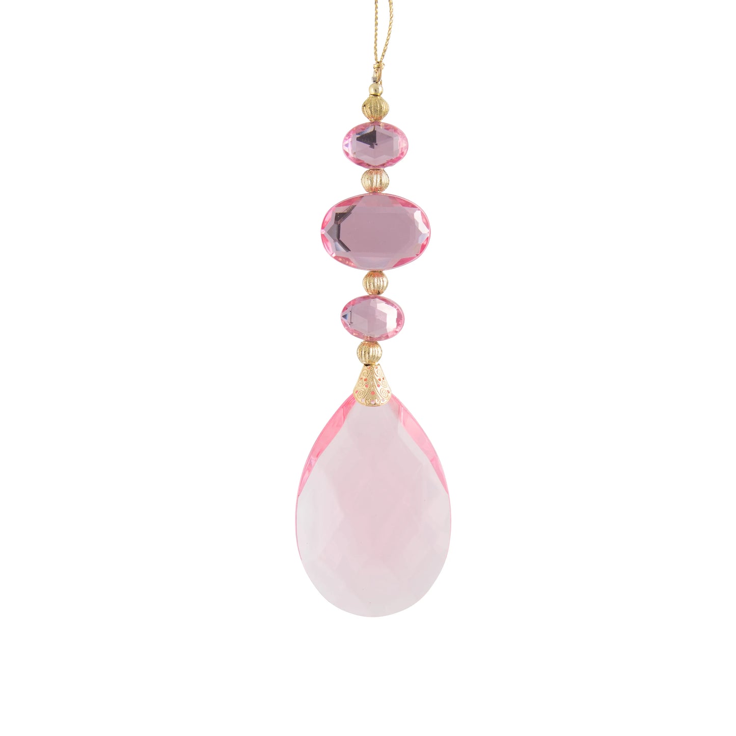 Acrylic Hanging Jewel Drop Wide Pink