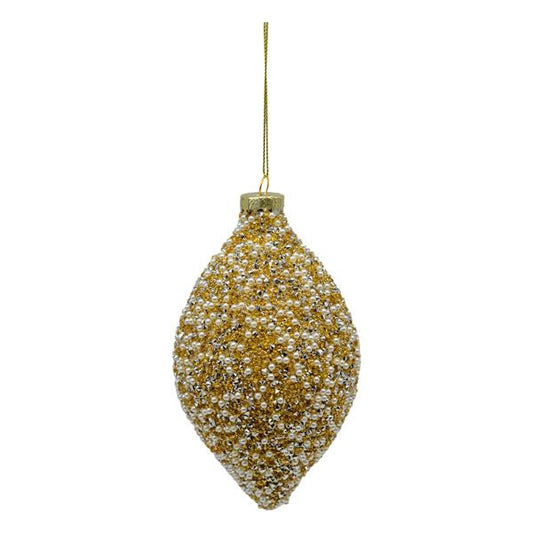 Gold pearl Beaded Long Drop