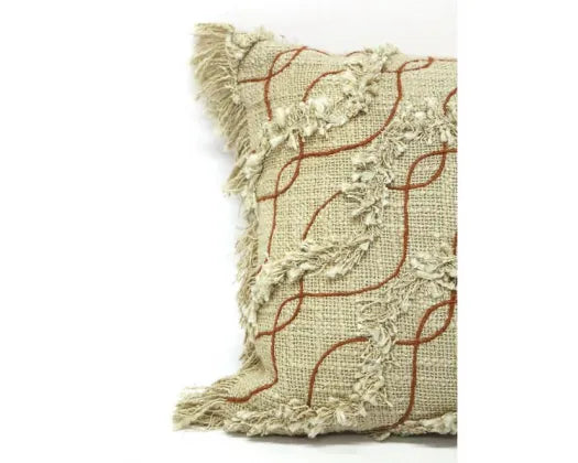 Ripples Embroidered Cushion Nat/Rust