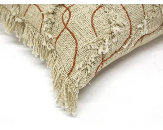Ripples Embroidered Cushion Nat/Rust