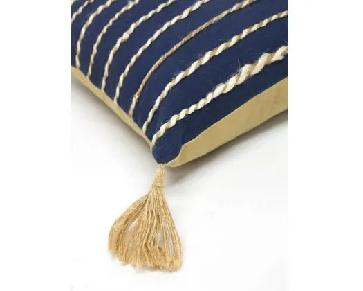 Eilish Embroidered Cushion Navy/Jute