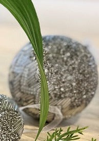 Lucia Beaded Ball 10 cm Silver