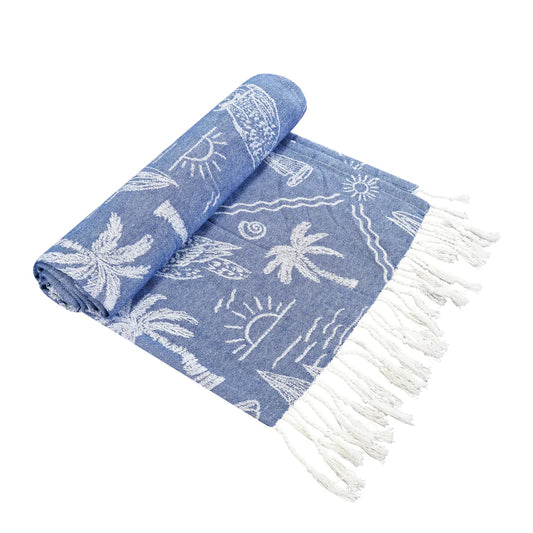 Turkish Towel Dusty Blue and White (Aussie)