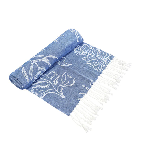 Turkish Towel Dusty Blue and White (Coral)