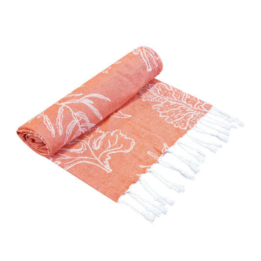 Turkish Towel Tangerine and White (Coral)