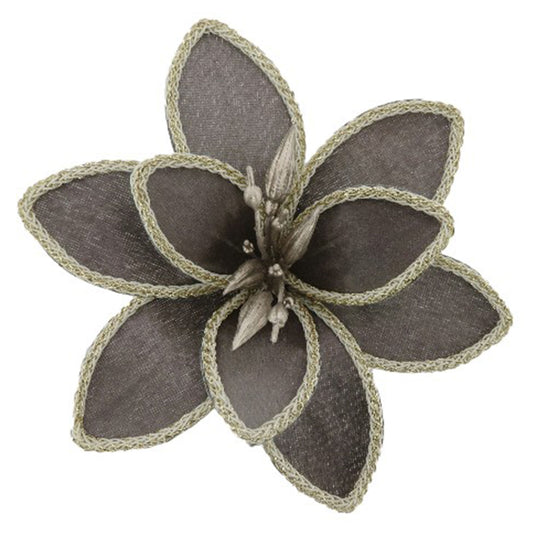Brown Rope Edge Poinsettia Clip