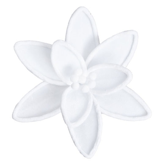 White Embossed Felt Edge Poinsettia