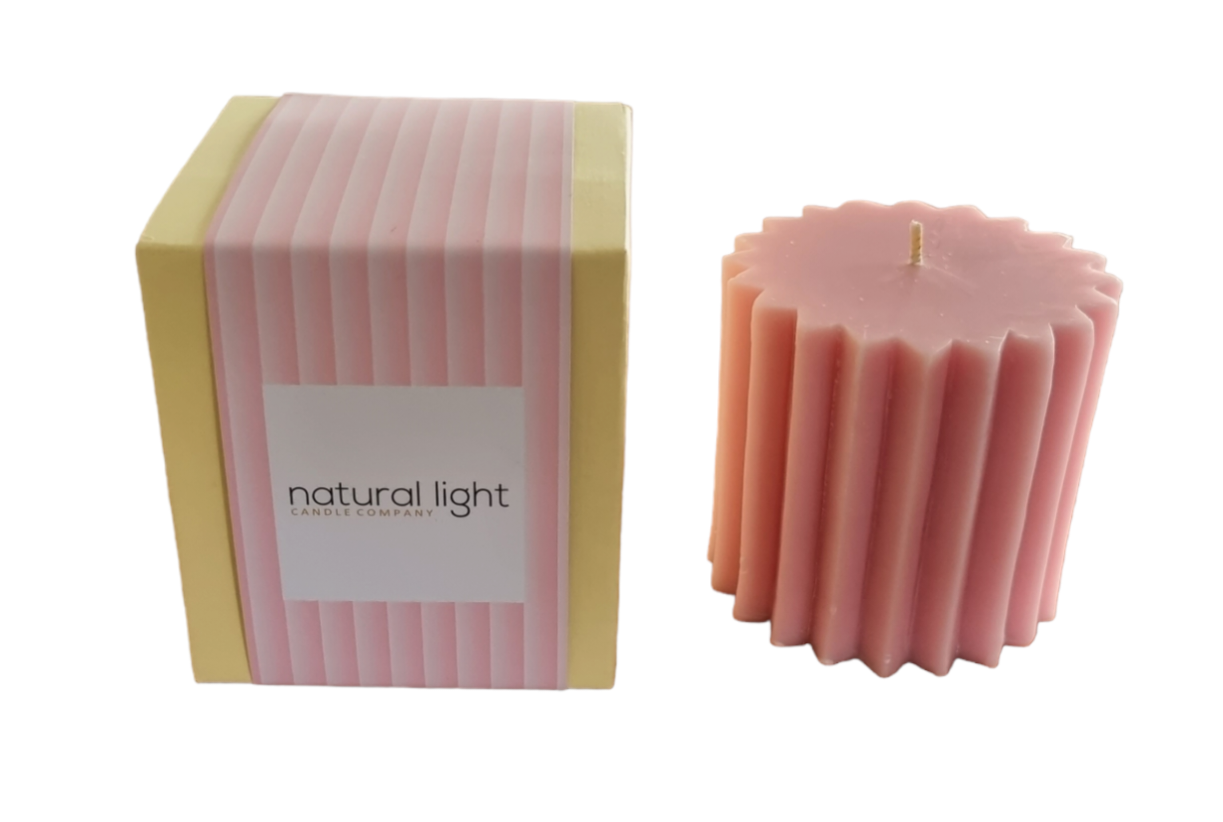 Fluted 3" Round Pillar Blush Pink