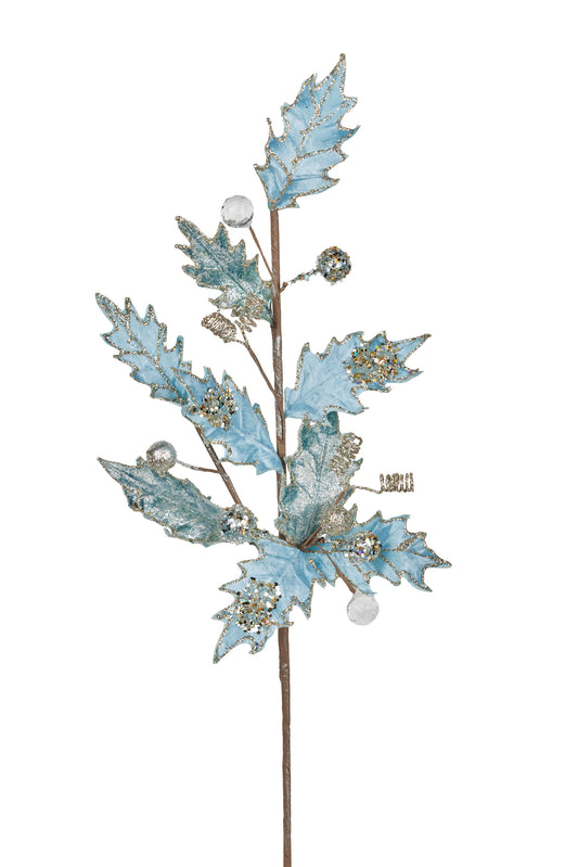 Soft Blue Holly Berry Spray 71cm
