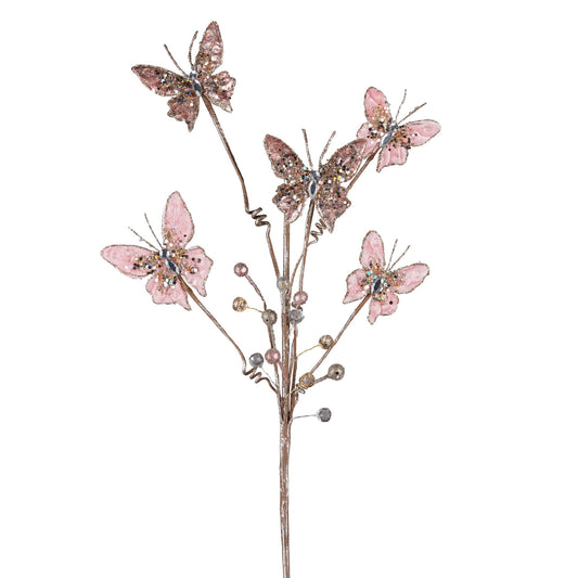 5 Pink Butterflies Stem 75cm