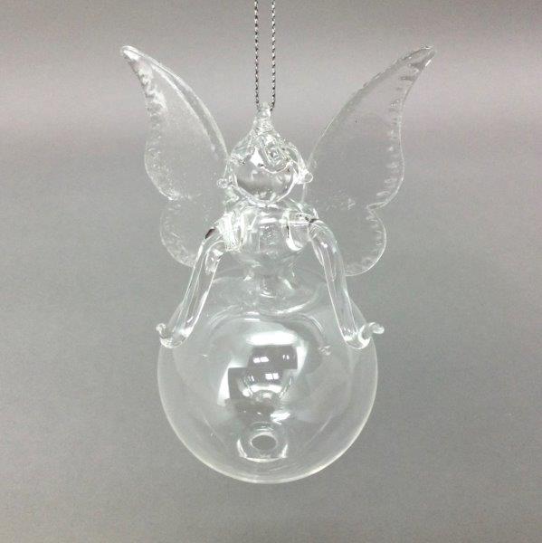 Angel Ball Clear Glass Ornament