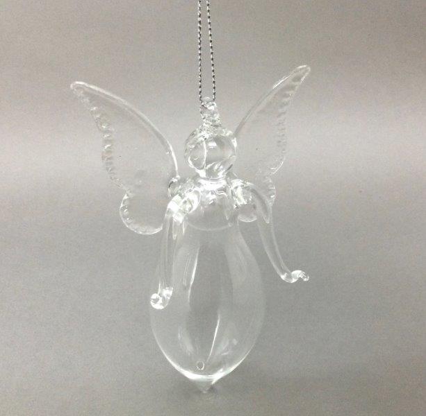 Angel Clear Glass Long Drop Ornament