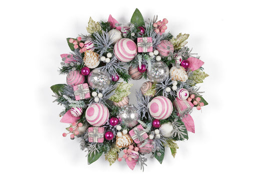 Pretty in Pink Christmas Wreath 56 cm