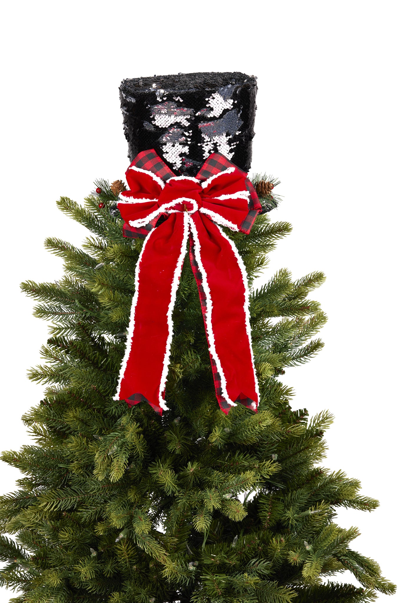 Black Shimmer Top Hat Tree Topper