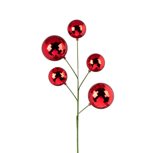 Red Mirrored Bauble Pick 56cm