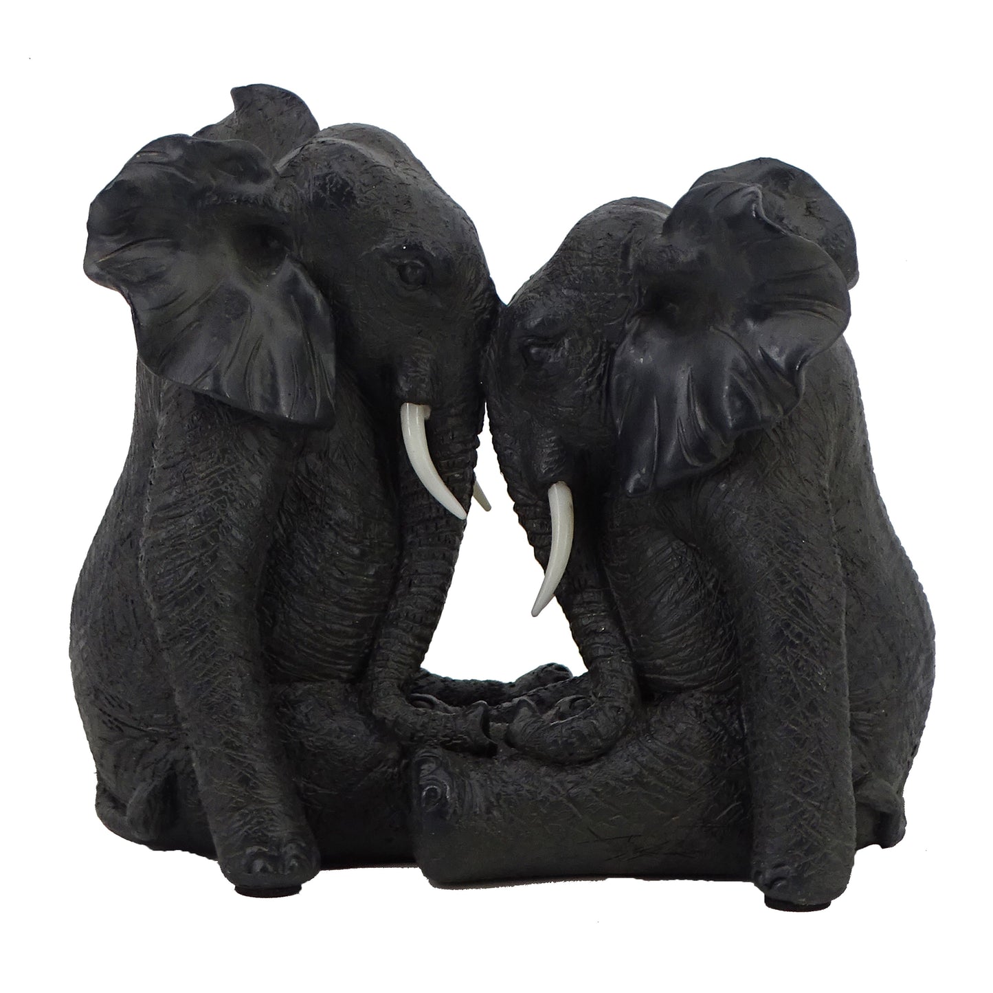 Savanna Resin Black Elephants Kissing