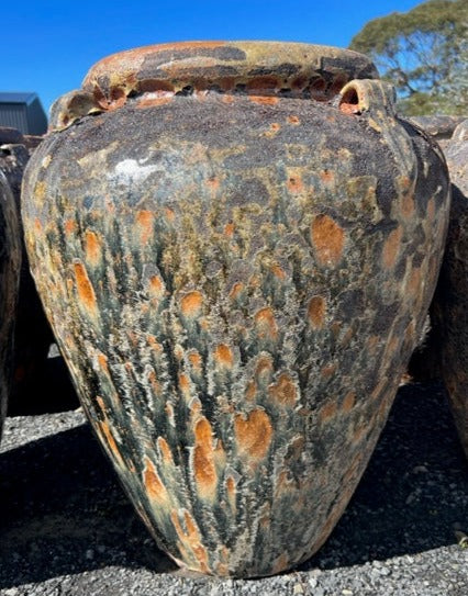 Lava Rock Handle Urn (Brown Glaze)