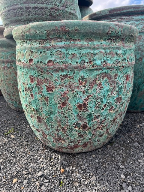 Green Lava Rock Coin Pot Med
