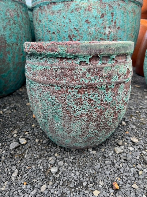 Green Lava Rock Coin Pot Small