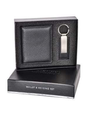 Black Wallet and Key Ring Set
