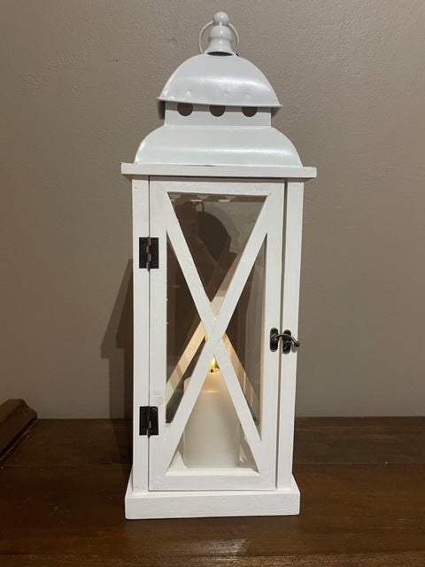 Port Lantern Whitewash Sml