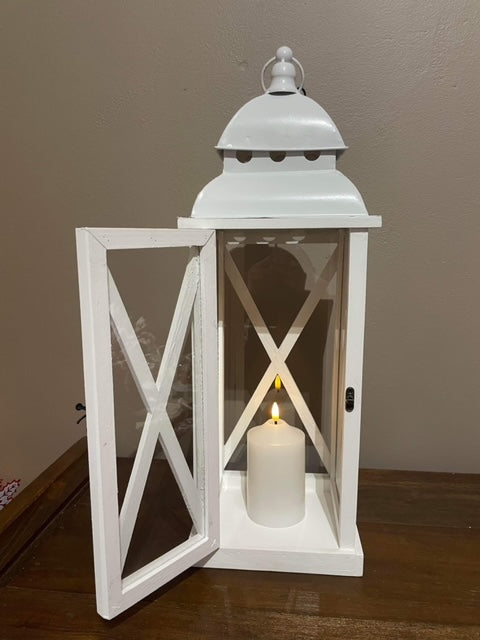 Port Lantern Whitewash Sml