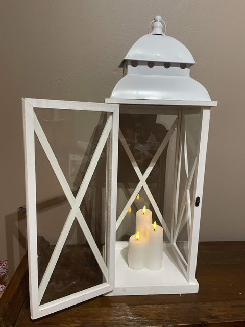 Port Lantern Whitewash Large