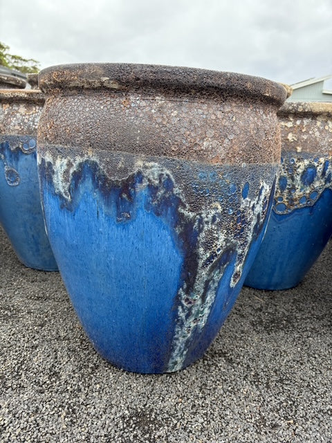 Lava Rock Blue Glaze Tall U Rim Medium