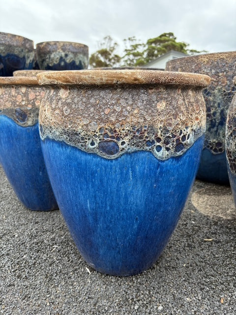 Lava Rock Blue Glaze Tall U Rim Small