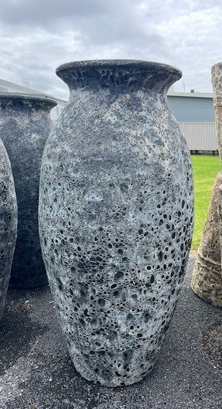 Lava Rock 1.2m Tall Urn Black