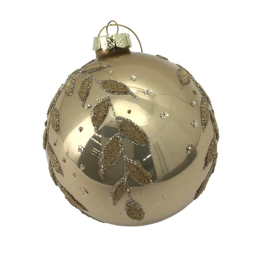 Champagne Leaf Ball Bauble