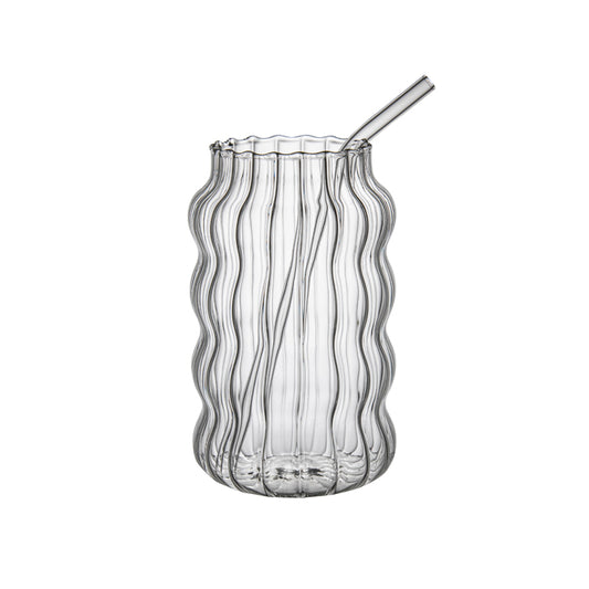 Punch Ribbed Cup with Straw Large