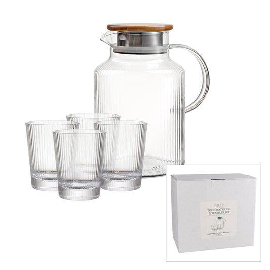 Todd Clear Water Jug and 4 Glasses