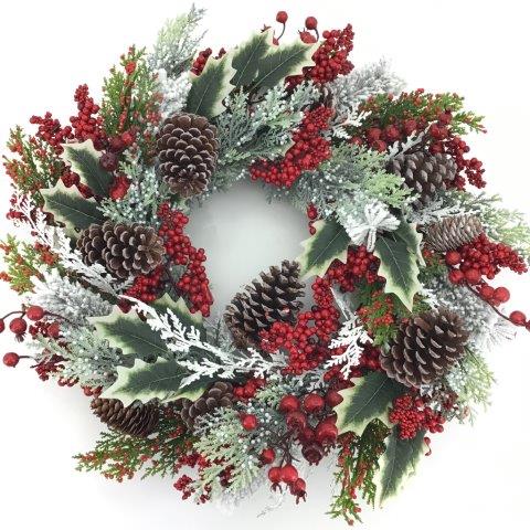 Snowy Red Berry Wreath