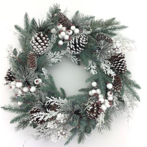 White Snowy Berry Wreath 55cm