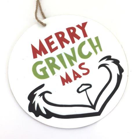 White Merry Grinch Hanging Ornament