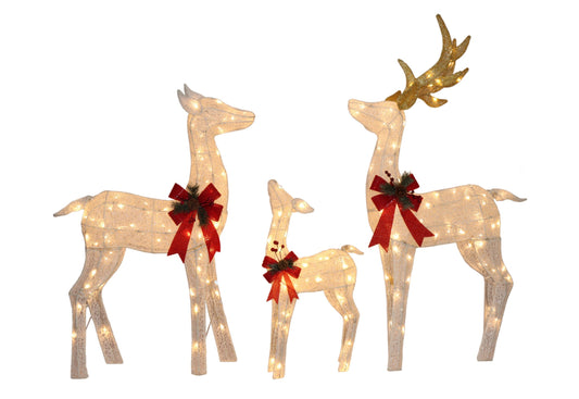 White Outdoor Christmas Reindeer Family