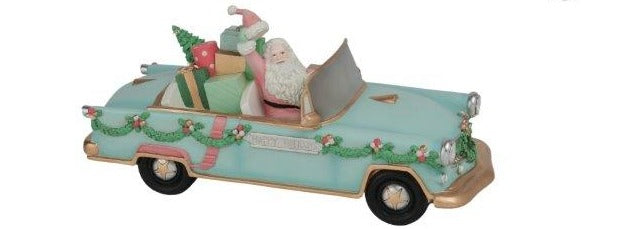 Vintage Car Santa Driving  Led