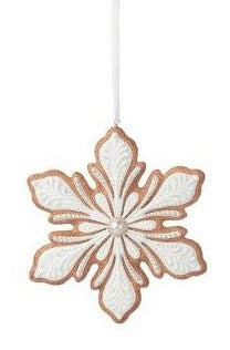 Snowflake White Iced Hanging Ornament 1