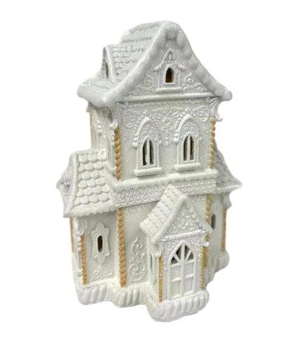 White Gingerbread Mansion Led
