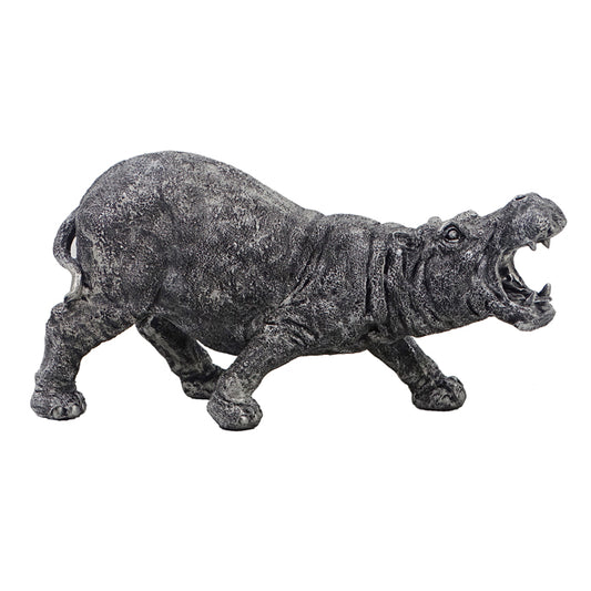 Angola Resin Silver Hippo