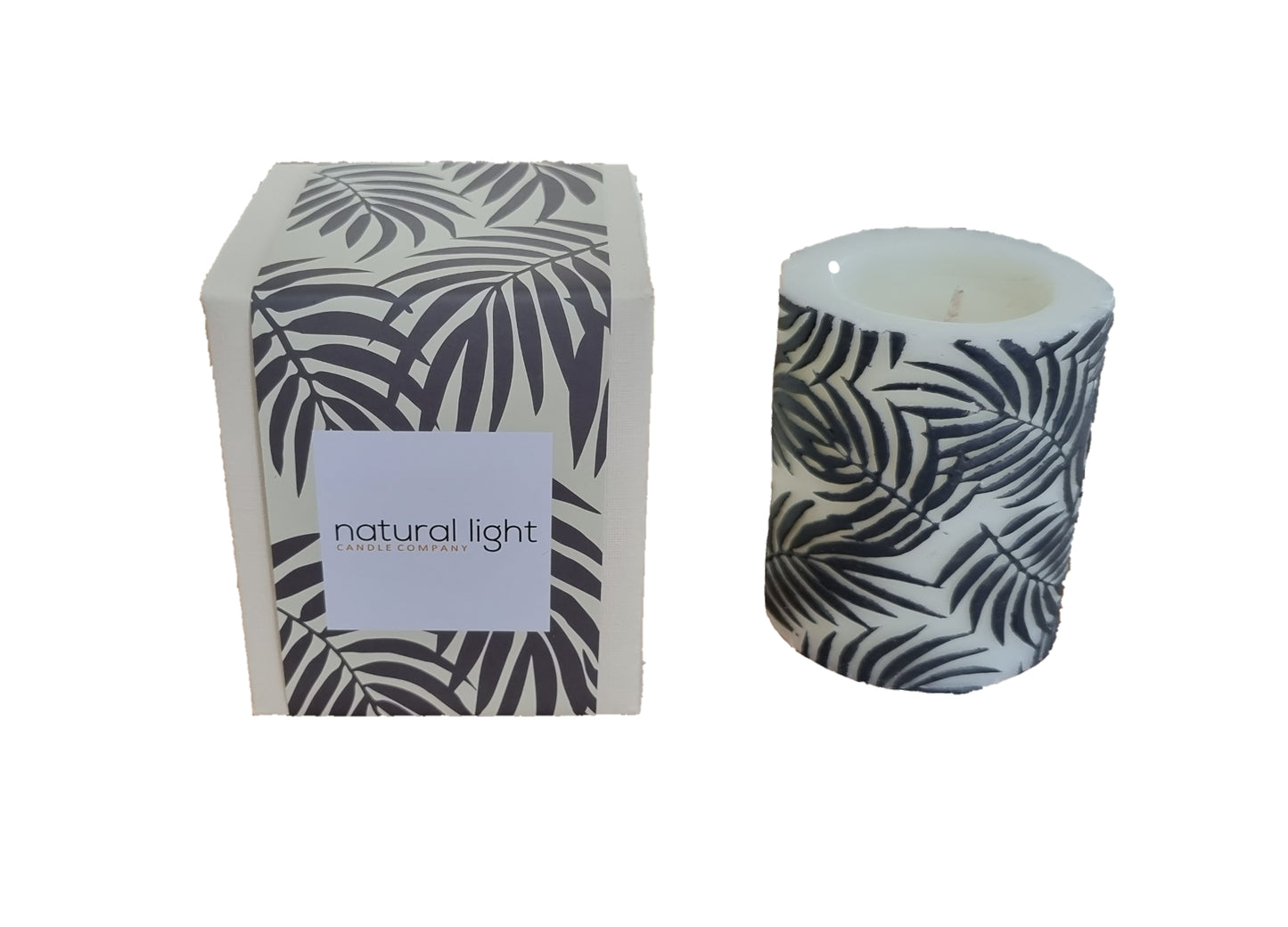 Palm Leaf Min Pillar Wh/Char Lemon Grass