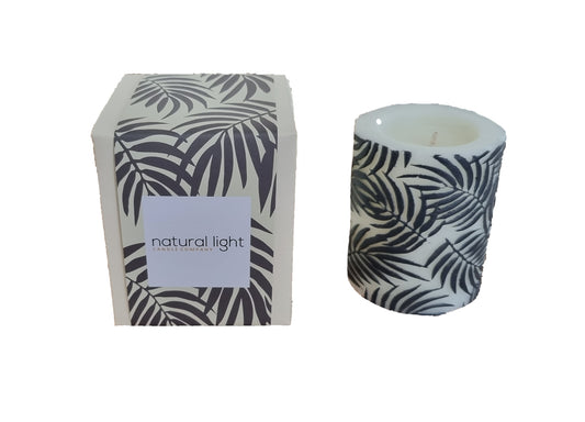 Palm Leaf Min Pillar Wh/Char Lemon Grass