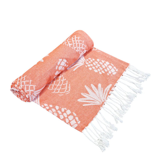Turkish Towel Tangerine and White (Pineapple)