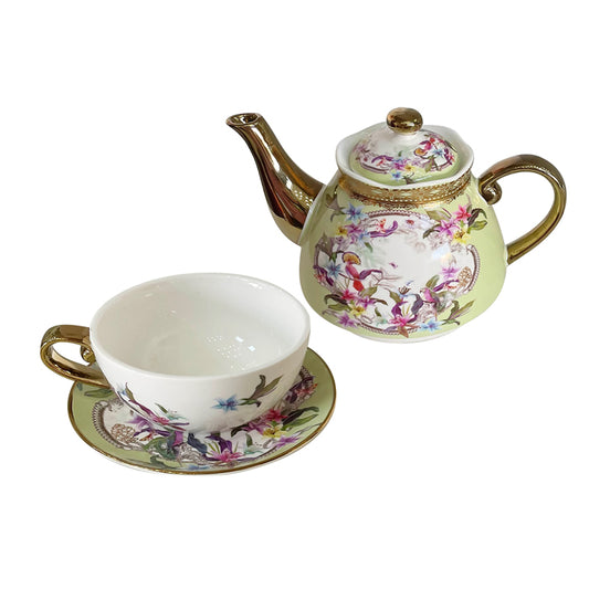 Milano China Tea for One Green Rose Floral